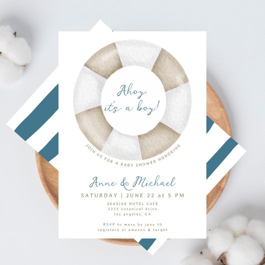 Invitation Simple Elegant Ahoy C'est un Baby shower mignon ga