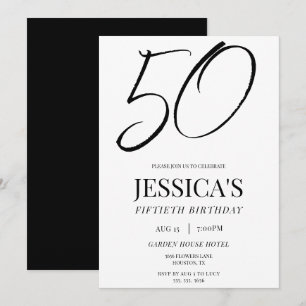 Invitation Simple Élégant Anniversaire 50 Ans Fête Unisexe