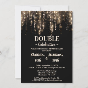 Invitation Simple Élégant Anniversaire Commun en Noir et Or