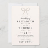 Invitation Simple Elegant Antique Pearl Pearl Bow Wedding (Devant)