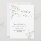 Invitation Simple Elégant Baby shower Eucalyptus (Devant)