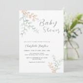 Invitation Simple Elégant Baby shower Eucalyptus (Debout devant)