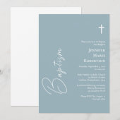 Invitation Simple Élégant Baptême Catholique Romain (Devant / Derrière)