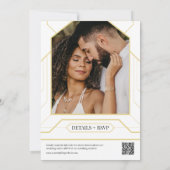 Invitation Simple Elegant Black Gold Art Déco QR Code Photo (Dos)