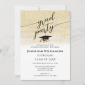 Invitation Simple Elegant Black Gold Script Graduation Party (Devant)