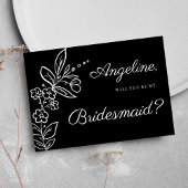 Invitation Simple elegant black white floral Bridesmaid