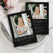 Invitation Simple Elegant Black White Photo Party