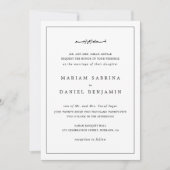 Invitation Simple Elegant Blanc Frontière noire Mariage islam (Devant)