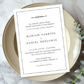 Invitation Simple Elegant Blanc Frontière noire Mariage islam