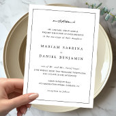 Invitation Simple Elegant Blanc Frontière noire Mariage islam