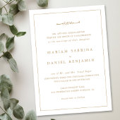 Invitation Simple Elegant Blanc & Gold Frontière Mariage isla