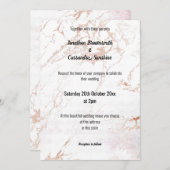INVITATION SIMPLE ÉLÉGANT BLANC ROSE OR MARBRE MARIAGE (Devant / Derrière)