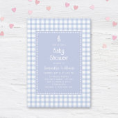 Invitation Simple Elégant Bleu En vichy Plaid Baby shower gar