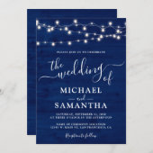 Invitation Simple Elegant Bleu Mariage rustique (Devant / Derrière)