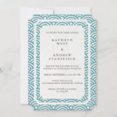Invitation Simple Elégant Bleu/Vert + Blanc Plage Mariage (Devant)