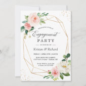 Invitation Simple Elegant Blush Rose Floral Party (Devant)