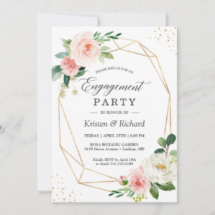 Invitation Simple Elegant Blush Rose Floral Party