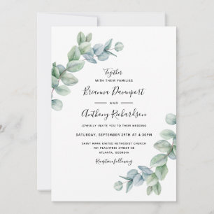 Invitation Simple Elegant Boho Eucalyptus Mariage de verdure