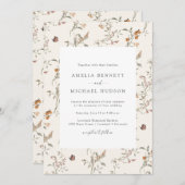 Invitation Simple Elégant Boho Rustique Mariage Floral (Devant / Derrière)