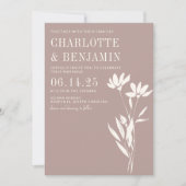 Invitation Simple Elégant Botanique Dusty Mauve Mariage ivoir (Devant)