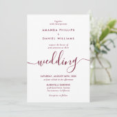 Invitation Simple Elegant Bourgogne Moderne Mariage Script (Debout devant)