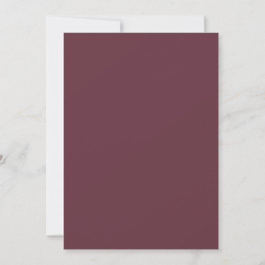 Invitation Simple Elegant Burgundy Mariage de script blanc (Dos)