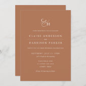 Invitation Simple Elegant Burnt Orange Mariage (Devant / Derrière)