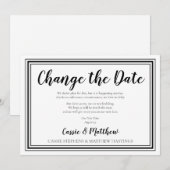 Invitation Simple Élégant BW Mariage Changer la Date (Devant / Derrière)