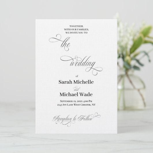 Invitation Simple Elegant Calligraphy Script Wedding (Debout devant)