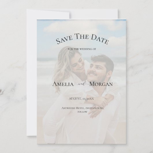 Invitation Simple Elegant Chic Photo Wedding Enregistrer la d (Devant)