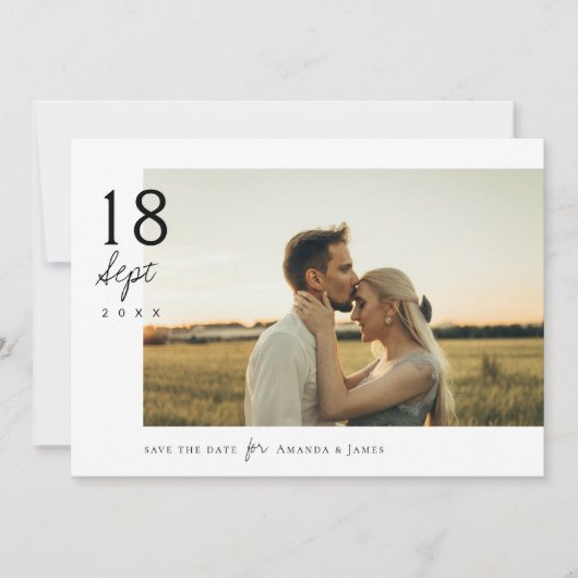 Invitation Simple Elegant Chic Photo Wedding Enregistrer la d (Devant)