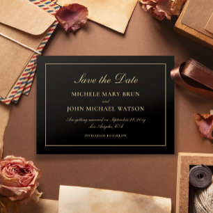 Invitation Simple Elegant Classic Gold Black Enregistrer la d