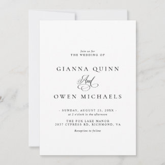 Invitation Simple Elegant Classic Mariage noir et blanc