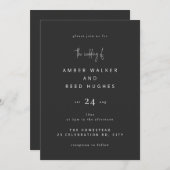 Invitation Simple Elegant Classic Mariage Noir Matte Script (Devant / Derrière)