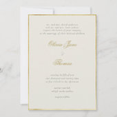 Invitation Simple Elegant Classy Gold Frame Ecru Mariage (Devant)