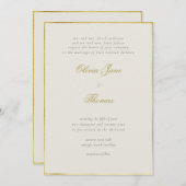 Invitation Simple Elegant Classy Gold Frame Ecru Mariage (Devant / Derrière)