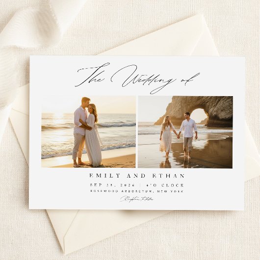 Invitation Simple Élégant Code QR Photo Mariage