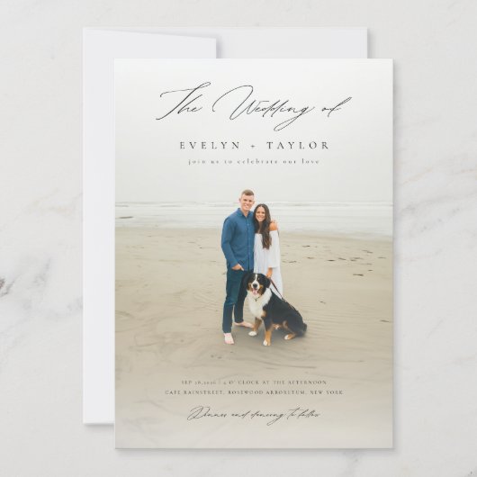 Invitation Simple Élégant Code QR Photo Mariage de Destinatio (Devant)