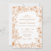 Invitation Simple Elegant Copper Floral Garden Wedding (Devant)