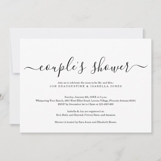 Invitation simple Elegant Couple's Shower (Devant)