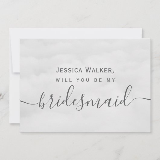 Invitation Simple Élégant Douce Cloud ma demoiselle d'honneur (Devant)