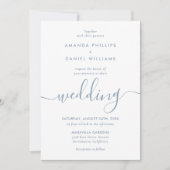 Invitation Simple élégant Dusty Blue Mariage de script modern (Devant)