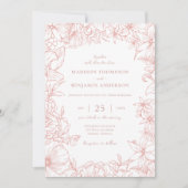 Invitation Simple Elegant Dusty Pink Floral Garden Wedding (Devant)
