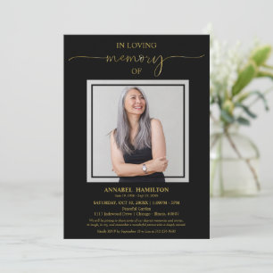 Invitation Simple Élégant En Mémoire Amoureuse Photo Funérair