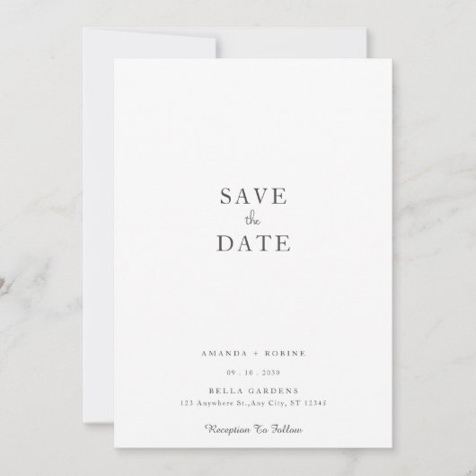 Invitation Simple élégant Enregistrer la date (Devant)