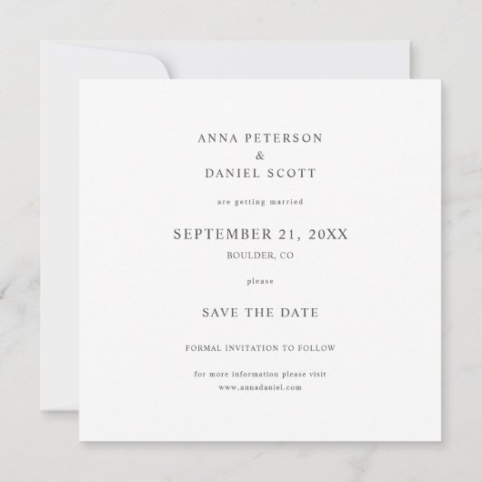 Invitation Simple Elegant Enregistrer la date Mariage photo (Dos)