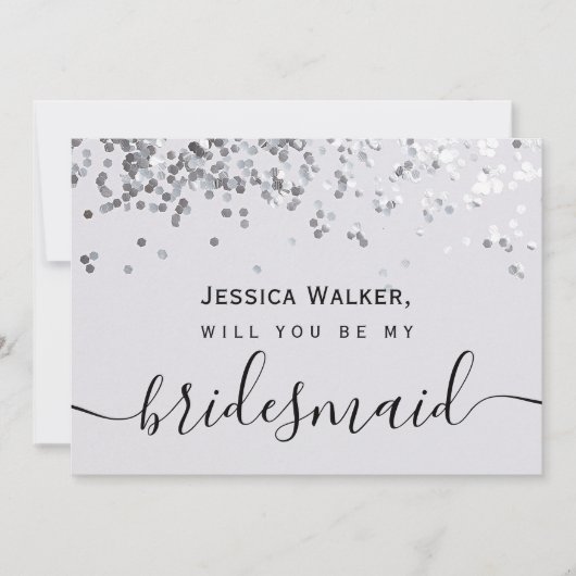 Invitation Simple Élégant Esthétique Paillettes ma demoiselle (Devant)