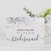 Invitation Simple Élégant Esthétique Paillettes ma demoiselle (Debout devant)