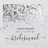 Invitation Simple Élégant Esthétique Paillettes ma demoiselle (Devant / Derrière)