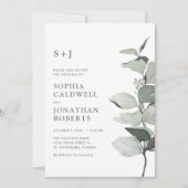 Invitation Simple Elegant Eucalyptus Botanical Sage Mariage (Devant)